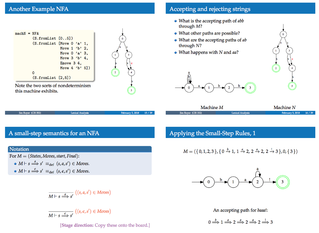 answer problem1, I post page 5 below Another Example NFA Accepting