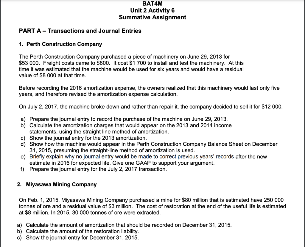  Unit 2 Activity 6 Summative Assignment Record your answers for Part