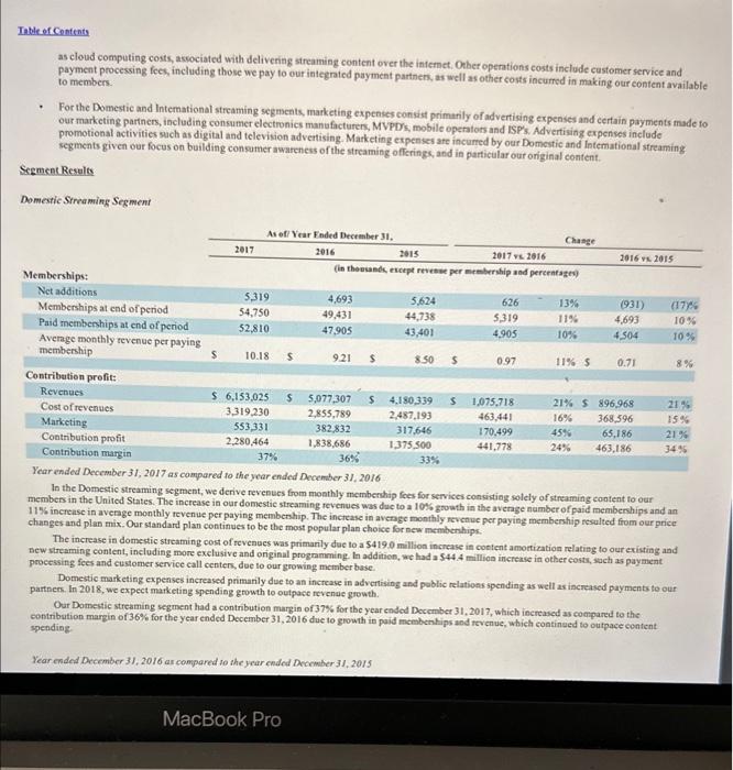 table, Round answers to one docimal place. The domestic streaming percentage has