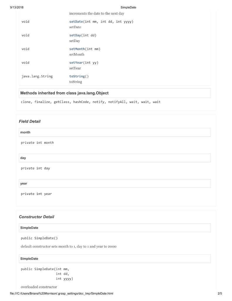 pdf that they provide which is what SimpleData.class contains. If you are