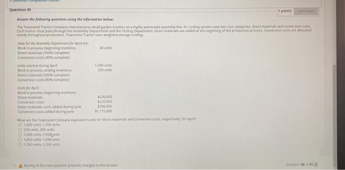  Question 49 1 points Answer the following questions using the information