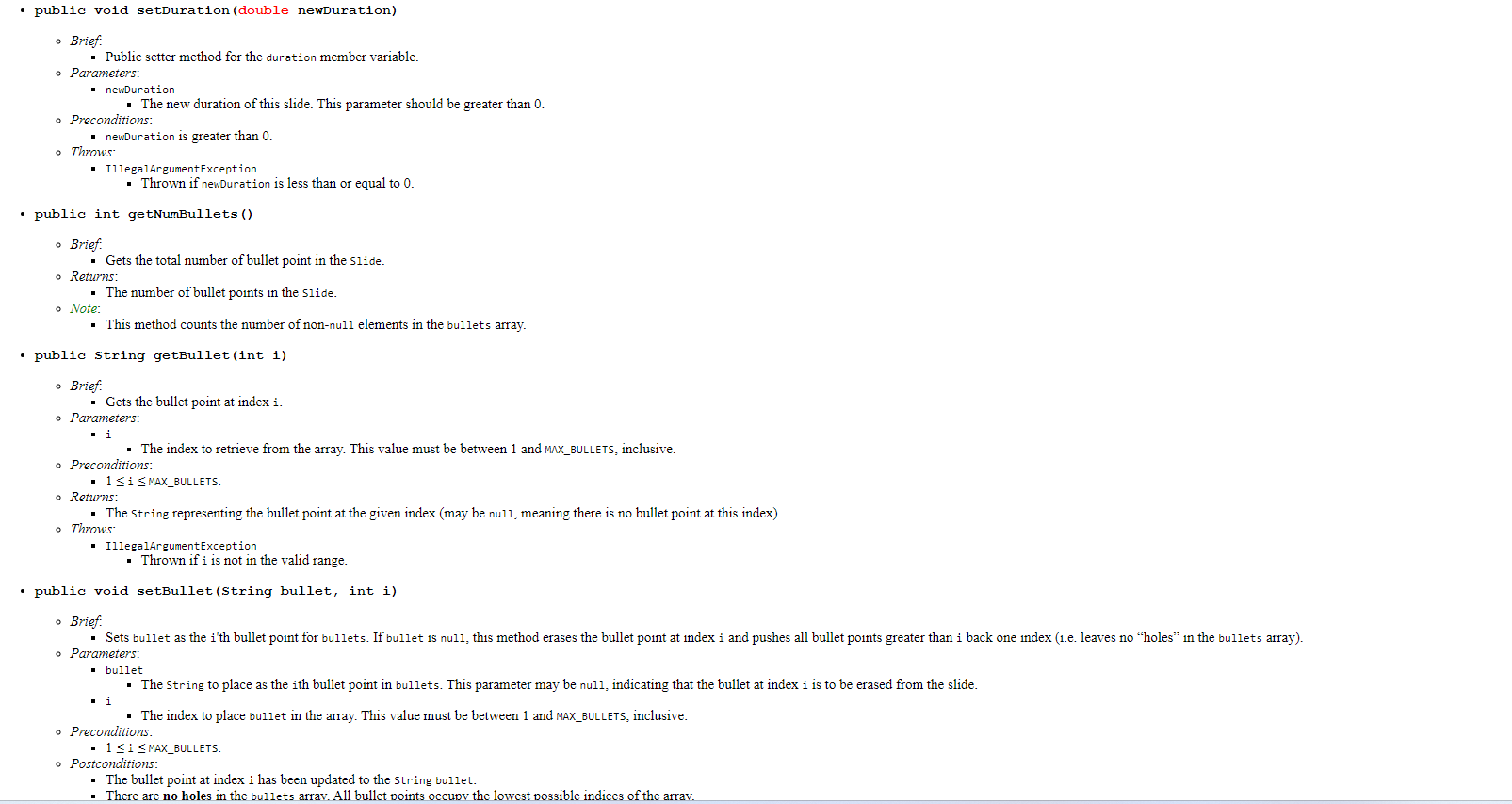 linked-list data structure. The Slide object reference should be contained in a