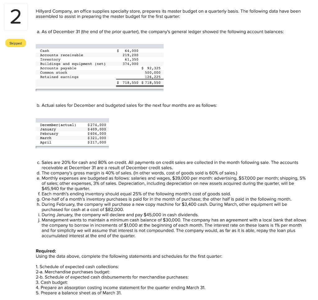 PLEASE ONLY COMPLETE REQUIRED 3 & 4!! THANK YOU! Hillyard Company, an