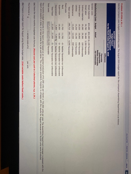  CALCULATOR PRINTER VERSION BACK NE Problem 23-03A a, b, c Ratchet