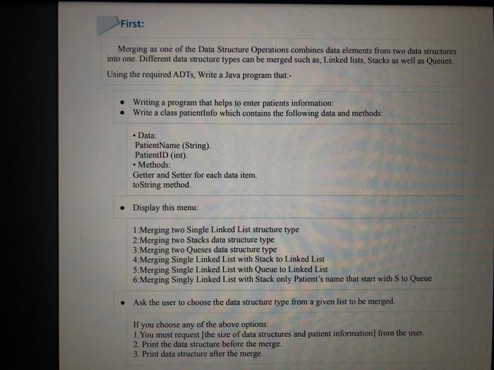  Merging as one of the Data Structure Operations combines data elements