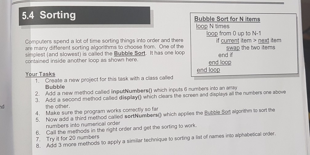 C# 5.4 Sorting Bubble Sort for N items loop N times loop