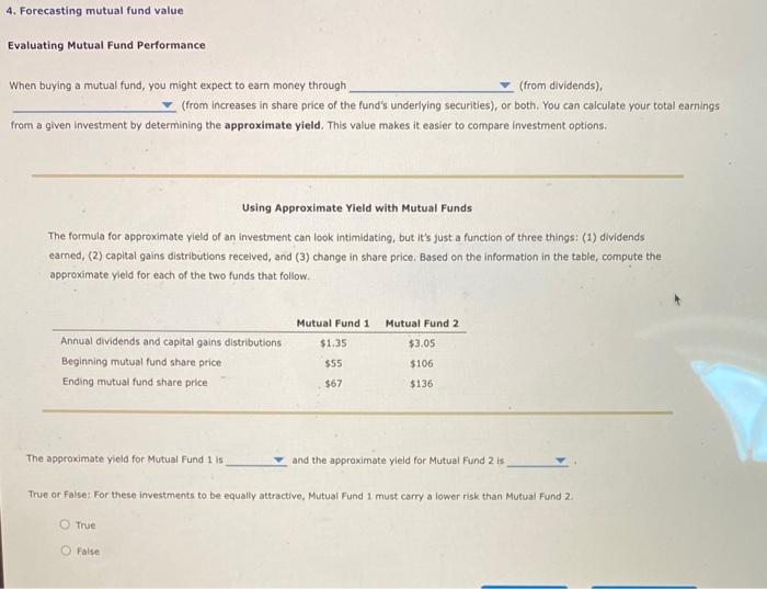  4. Forecasting mutual fund value Evaluating Mutual Fund Performance When buying