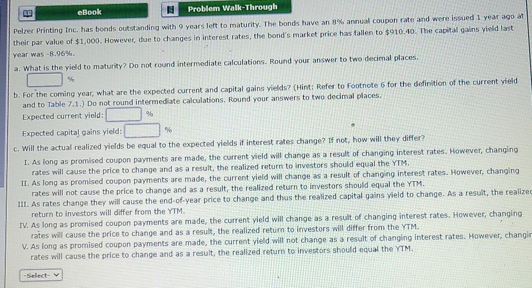  7 # 6 eBook Problem Walk-Through B Pelzer Printing Inc. has