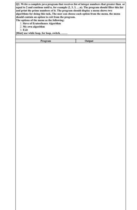 solve it 02. Write a complete java program that receive list of