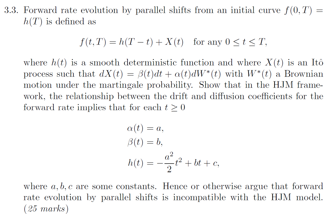  3.3. Forward rate evolution by parallel shifts from an initial curve