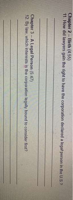  need help wid these short questions Chapter 2 - Birth (4:55)