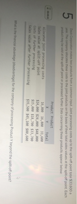  5. makes two products from a common input. Joint processing costs