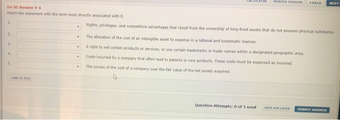  Att tATOR PRINTER VERSION 4BACK Do Itt Review 9-4 Match the