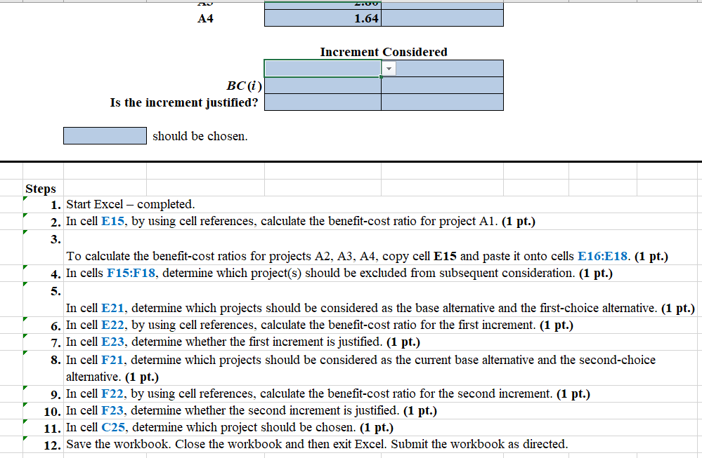 is considering undertaking four projects. These projects are mutually exclusive, and the