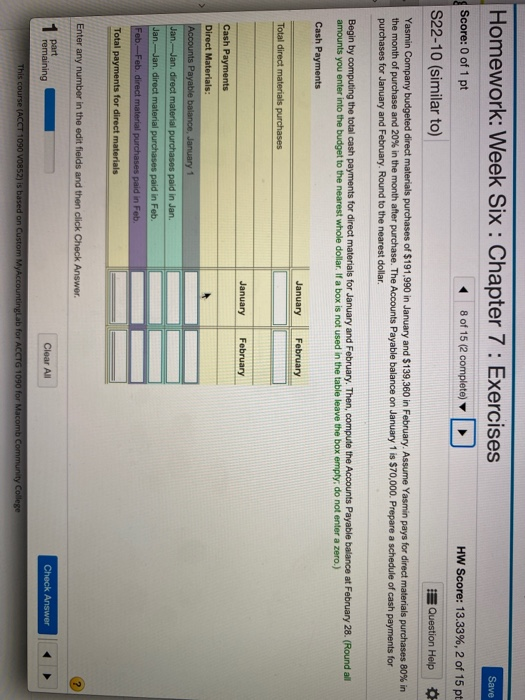  Homework: Week Six : Chapter 7: Exercises Save Score: 0 of