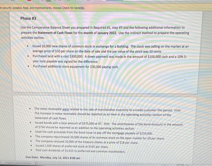  th security updates, foxes, and improvements, choose Check for Updates. Phase
