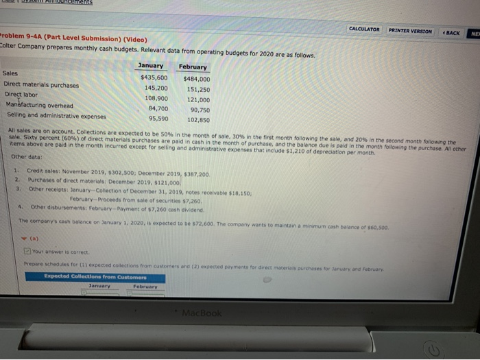  dicements CALCULATOR PRINTER VERSION oblem 9-4A (Part Level Submission) (Video) biter