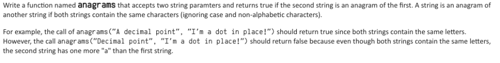accepts two string paramters and returns true if the second string is