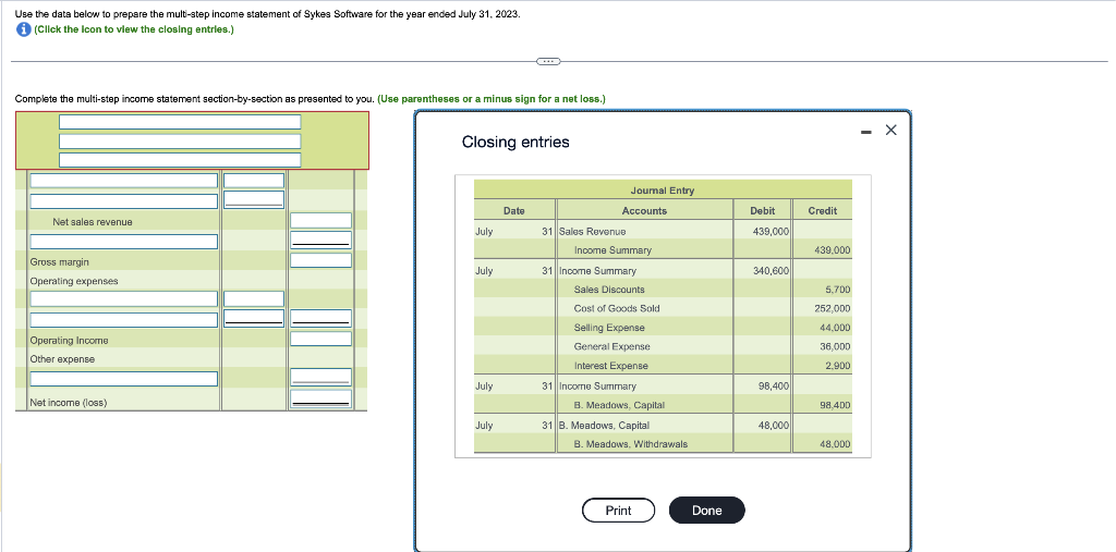  Use the data below to prepare the mult-step income statement of