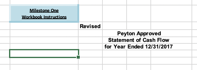 101% Milestone One Workbook Instructions Revised Peyton Approved Statement of Cash Flow