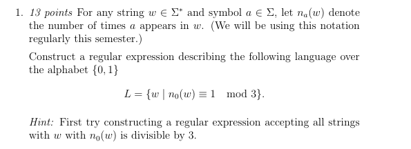  19 points For any string win** and symbol ain, let na(w)