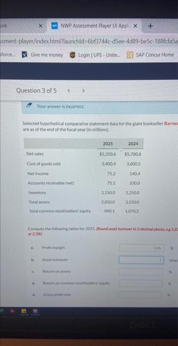 selected hypothetical comparative statement data for the giant bookseller barnes & Noble
