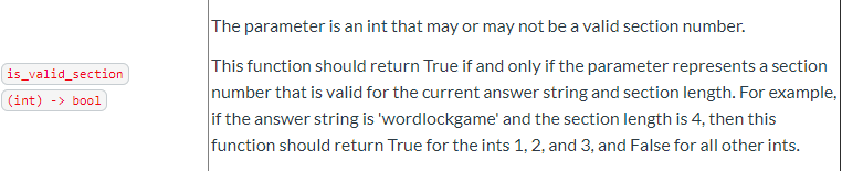 # Game setting constants SECTION_LENGTH = 3 ANSWER = 'CATDOGFOXEMU' # Move