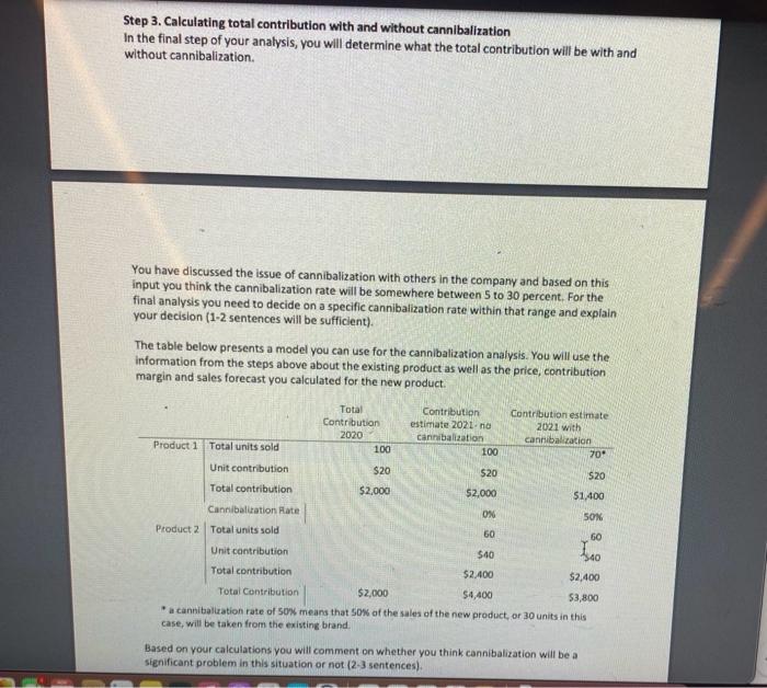 without cannlbalization In the final step of your analysis, you will determine