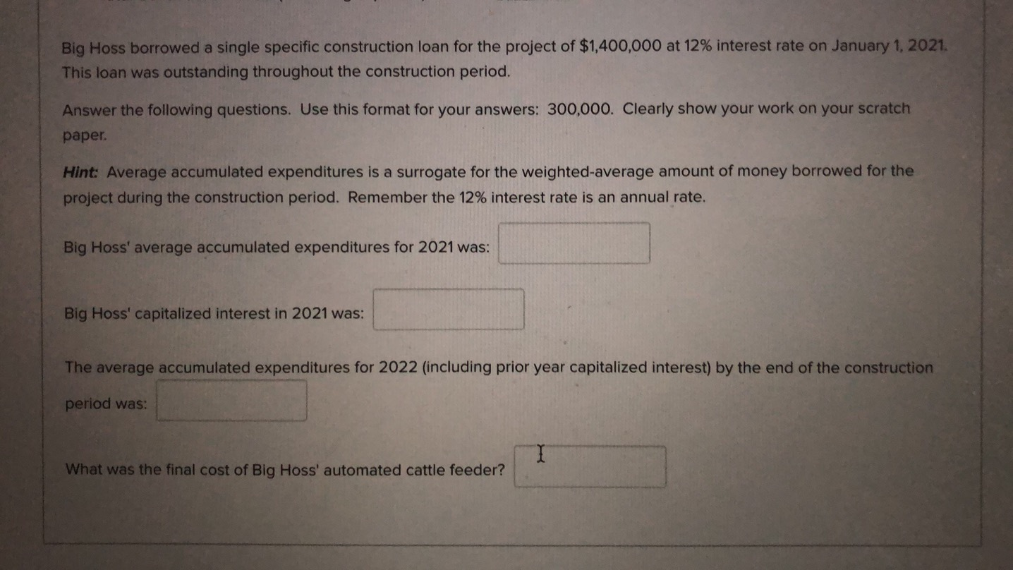  Big Hoss borrowed a single specific construction loan for the project
