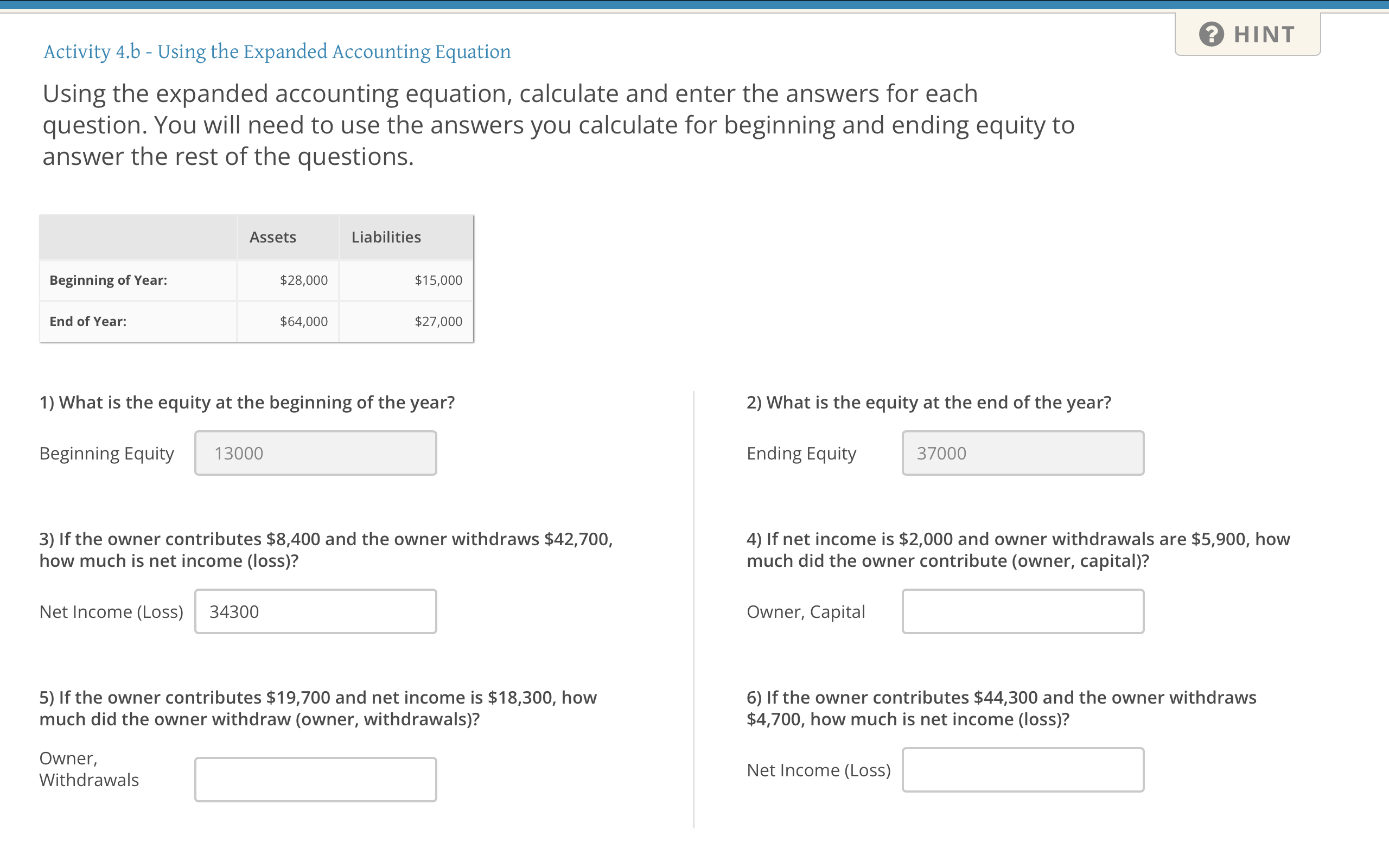 Activity 4.b - Using the Expanded Accounting Equation Using the expanded