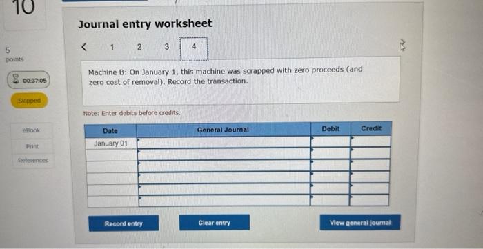 Machine A: Sold on January 1 for $12,000 cash. Record the transaction.