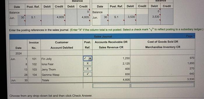  Balance Balance Date Post. Ref. Debit Credit Debit Credit Date Post.