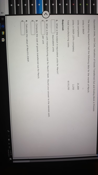 transferred out Units in process, January 31, 40% complete Costs: Work in