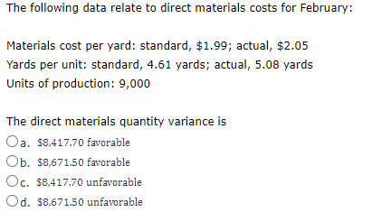 costs and the standard price at the standard quantity Ob. standard quantity