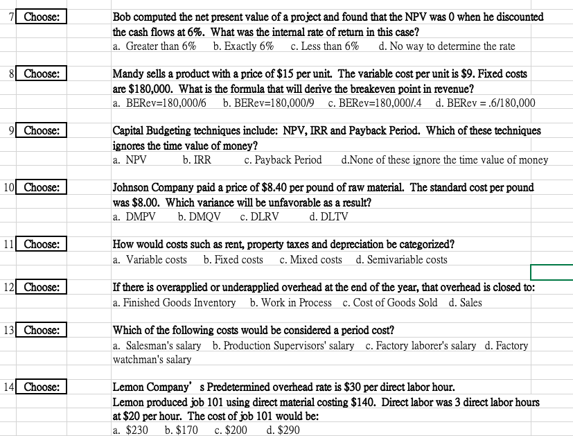 Hello please answer all the questions, I really appreciate it!! 7