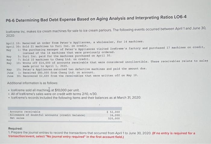  P6-6 Determining Bad Debt Expense Based on Aging Analysis and Interpreting