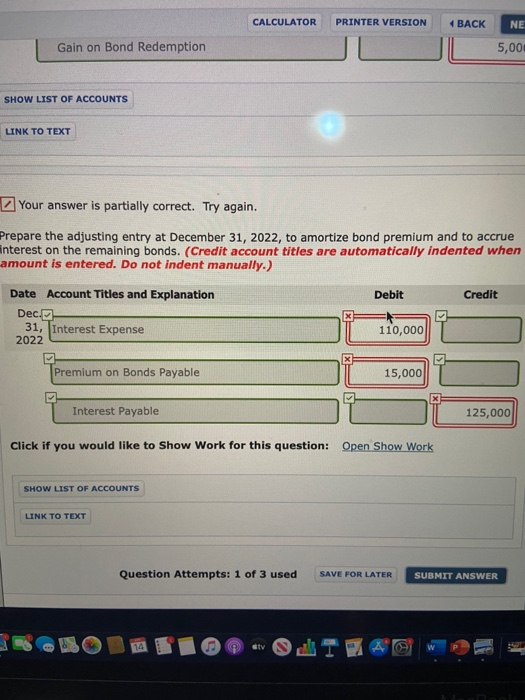 bonds payable $125,000 $2,500,000 150,000 $2,650,000 Interest is payable annually on January