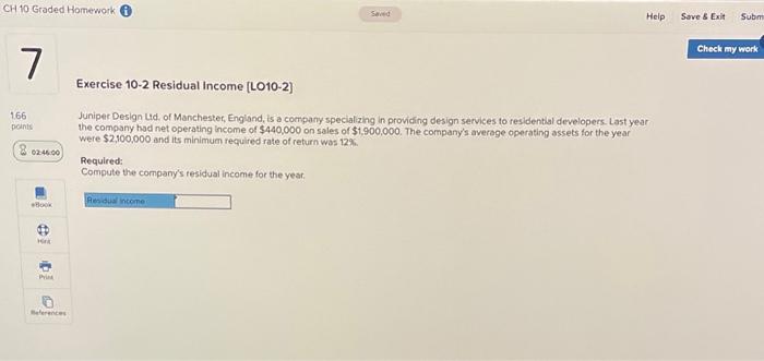  CH 10 Graded Homework Saved Help Save & Exit Subm Check