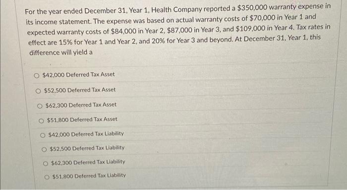 please provide how you got the answer For the year ended December