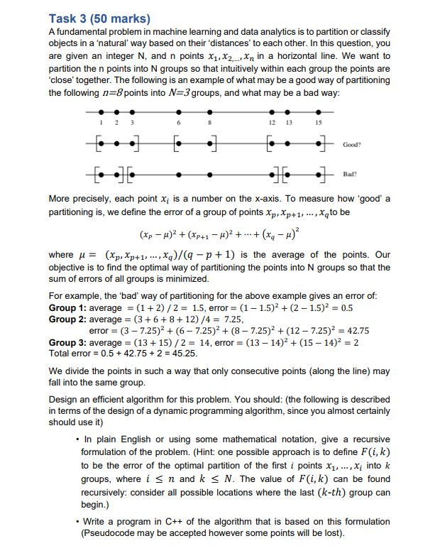  Task 3(50 marks) A fundamental problem in machine learning and data