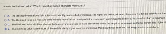  what is the likelihood value ? why do prediction models attempt