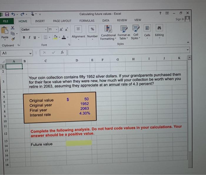  - 355 ? Calculating future values - Excel FILE HOME INSERT