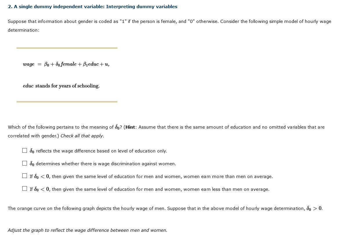 2. A single dummy independent variable: Interpreting dummy variables Suppose that