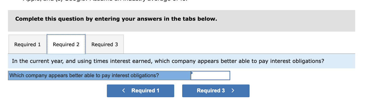 interest earned for the three years' data shown for each company. 2.