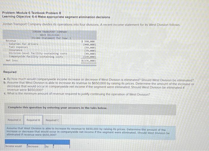 West Division is able to increase its revenue to $650,000 by raising