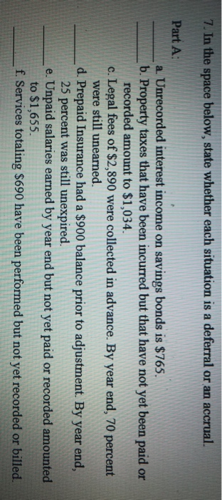  7. In the space below, state whether each situation is a