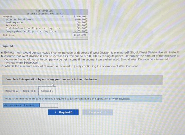 in companywide net income if the segment were eliminated. Should West Division