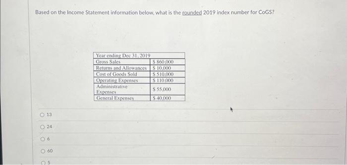  Based on the Income Statement information below, what is the rounded