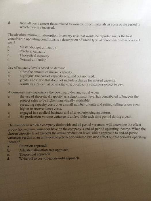  The absolute minimum absorption-inventory cost that would be reported under the
