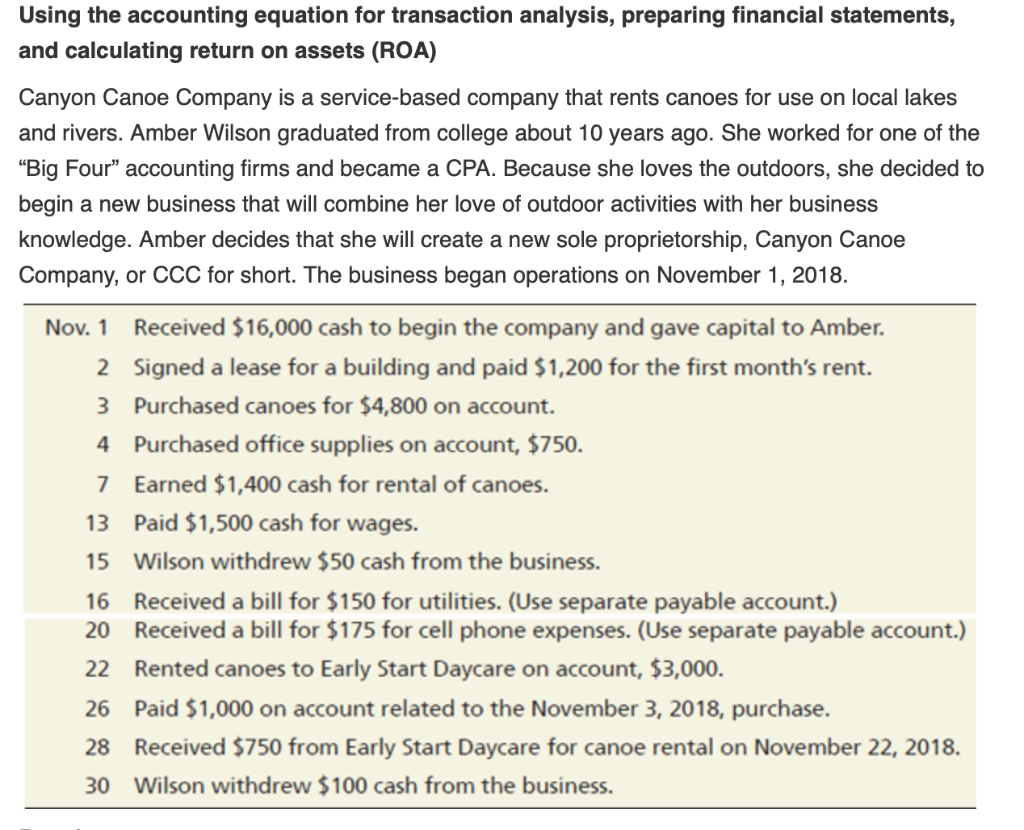  Using the accounting equation for transaction analysis, preparing financial statements, and